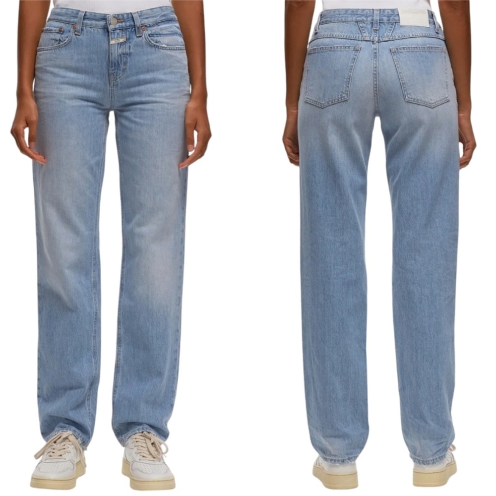 Closed Briston Relaxed Straight Leg Jeans in Mid Blue size 24 NWT NEW